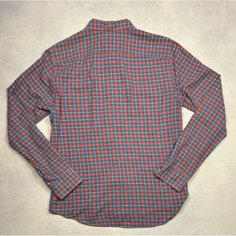 Faherty Brand Mens Small Red Blue Plaid Cotton Flannel Long Sleeve Button Shirt - Picture 3 of 8